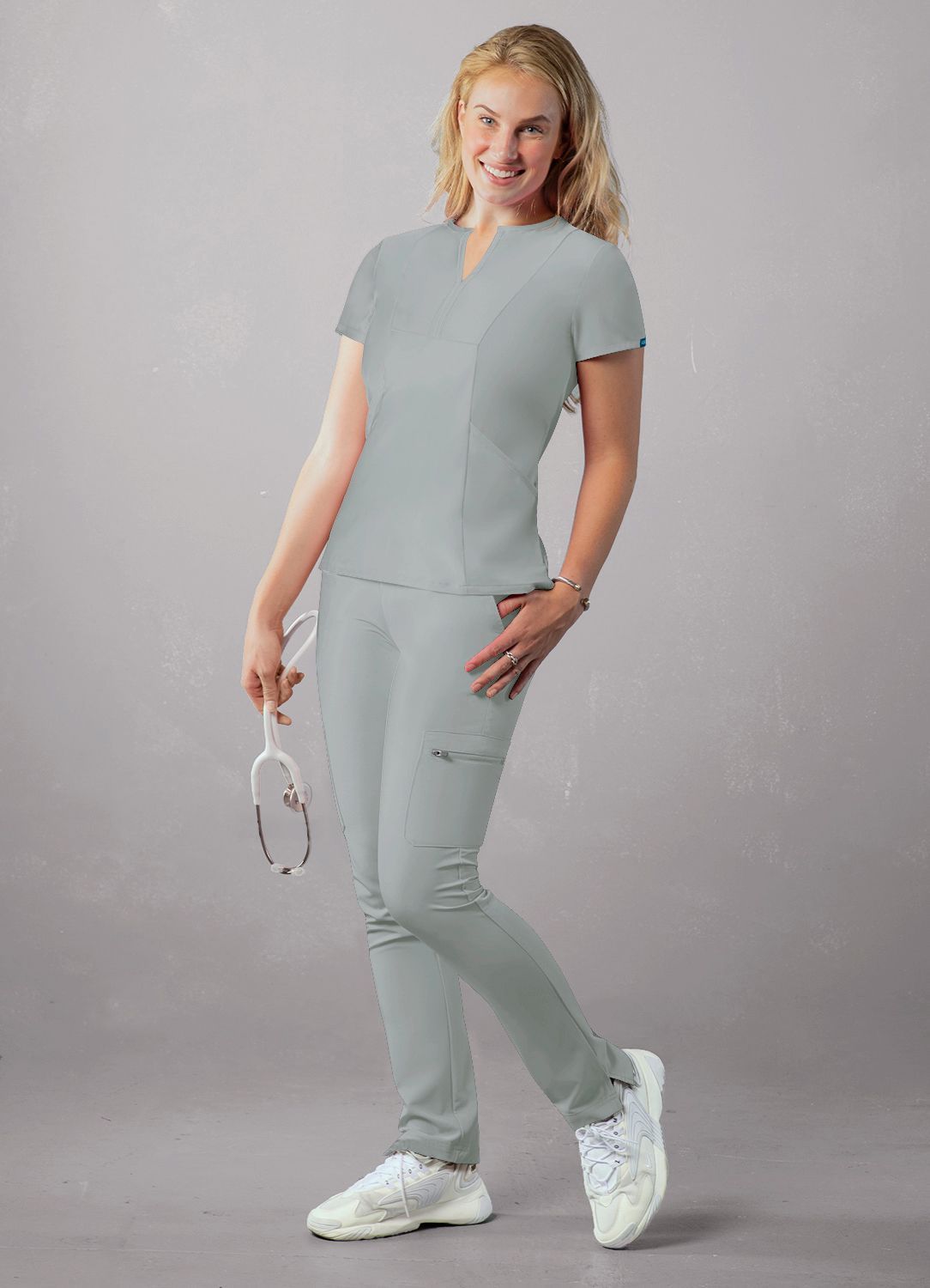 ADAR Addition Women's Notched V-neck Scrub Top