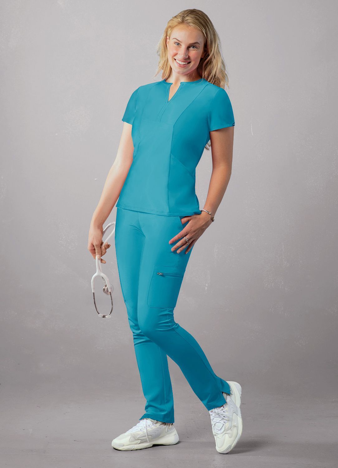 ADAR Addition Women's Notched V-neck Scrub Top
