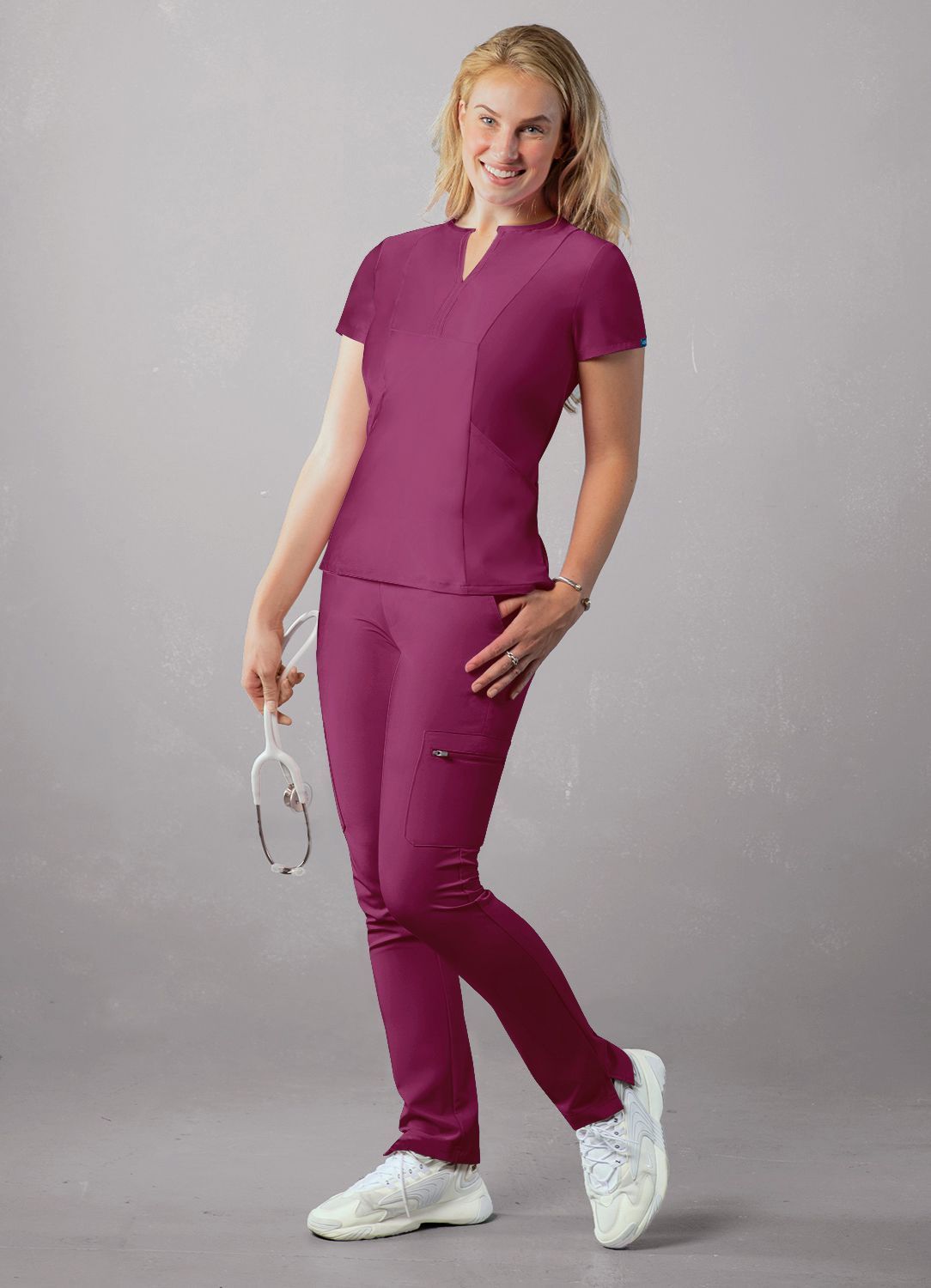 ADAR Addition Women's Notched V-neck Scrub Top
