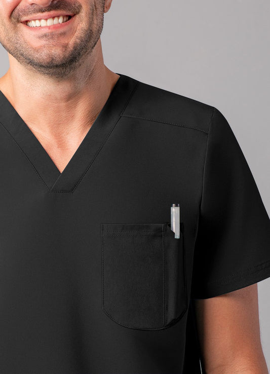 ADAR Addition Men's Modern Multi-pocket V-Neck Scrub Top