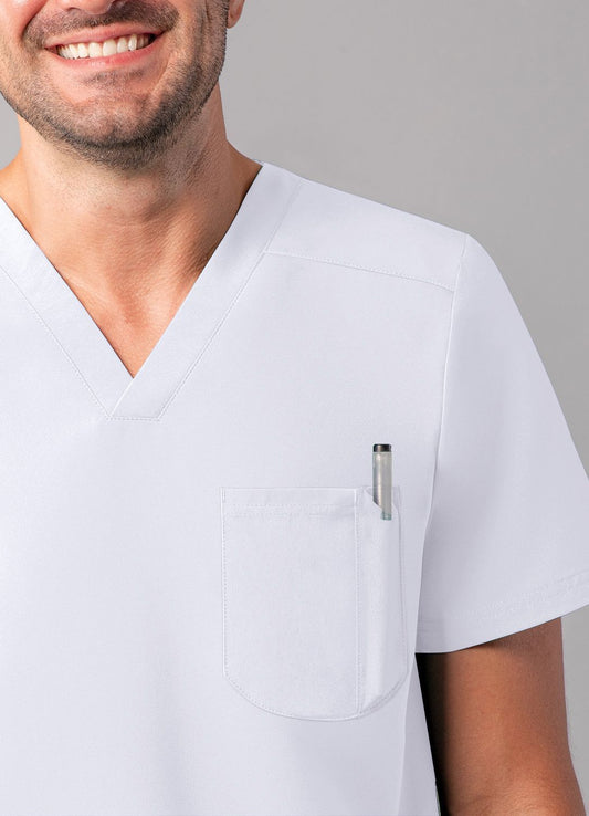 ADAR Addition Men's Modern Multi-pocket V-Neck Scrub Top