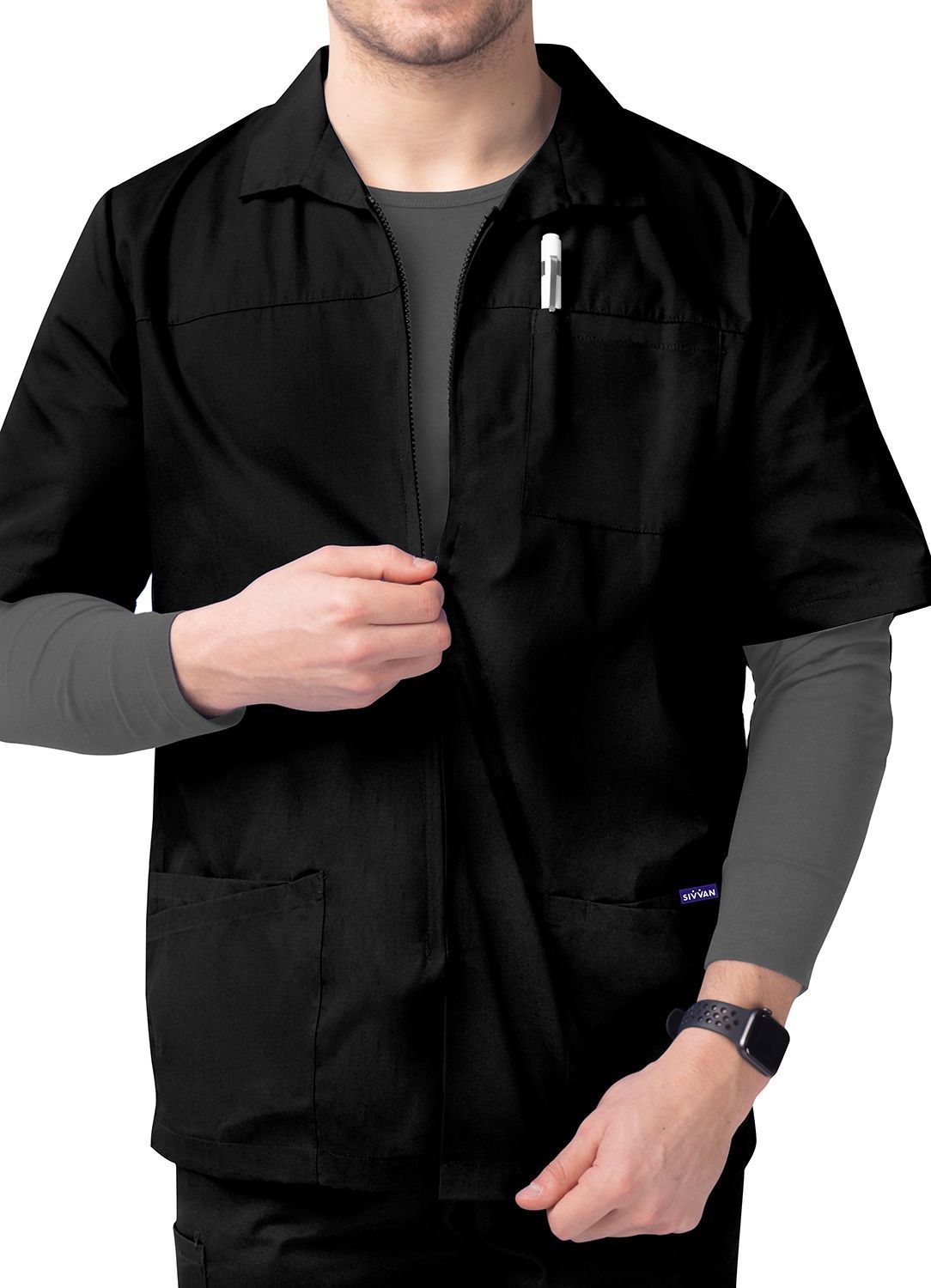 Sivvan Men's Zippered Short Sleeve Jacket