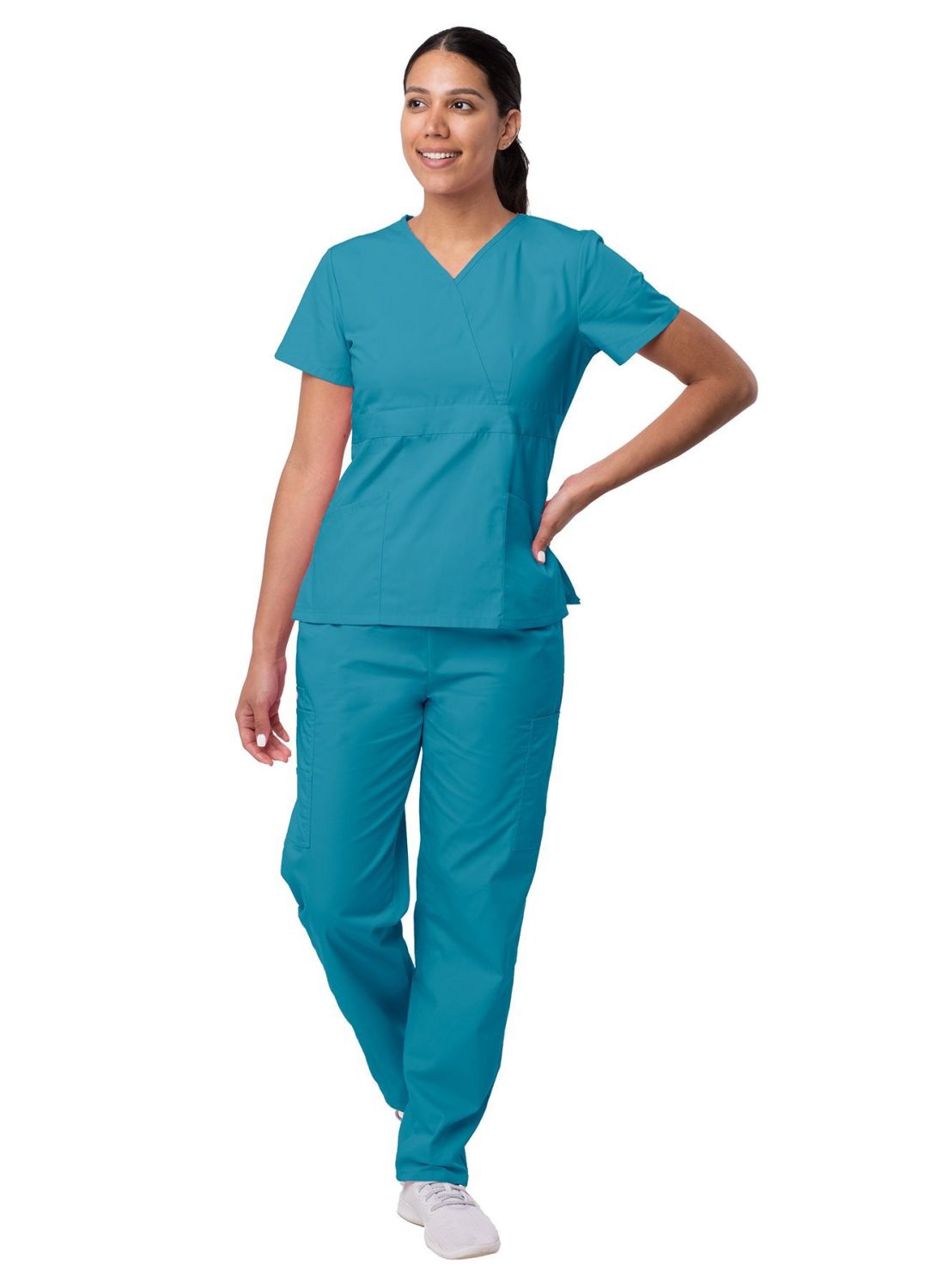 Sivvan Women's Mock Wrap Top/Cargo Pant Scrub Set