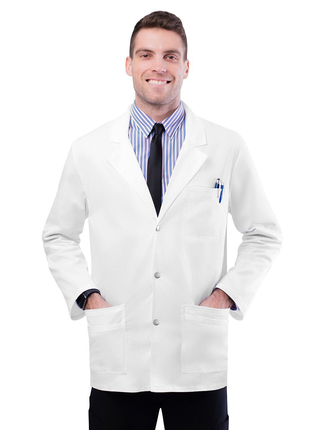 Adar Universal STRETCH Mens 31" Snap Front Lab Coat