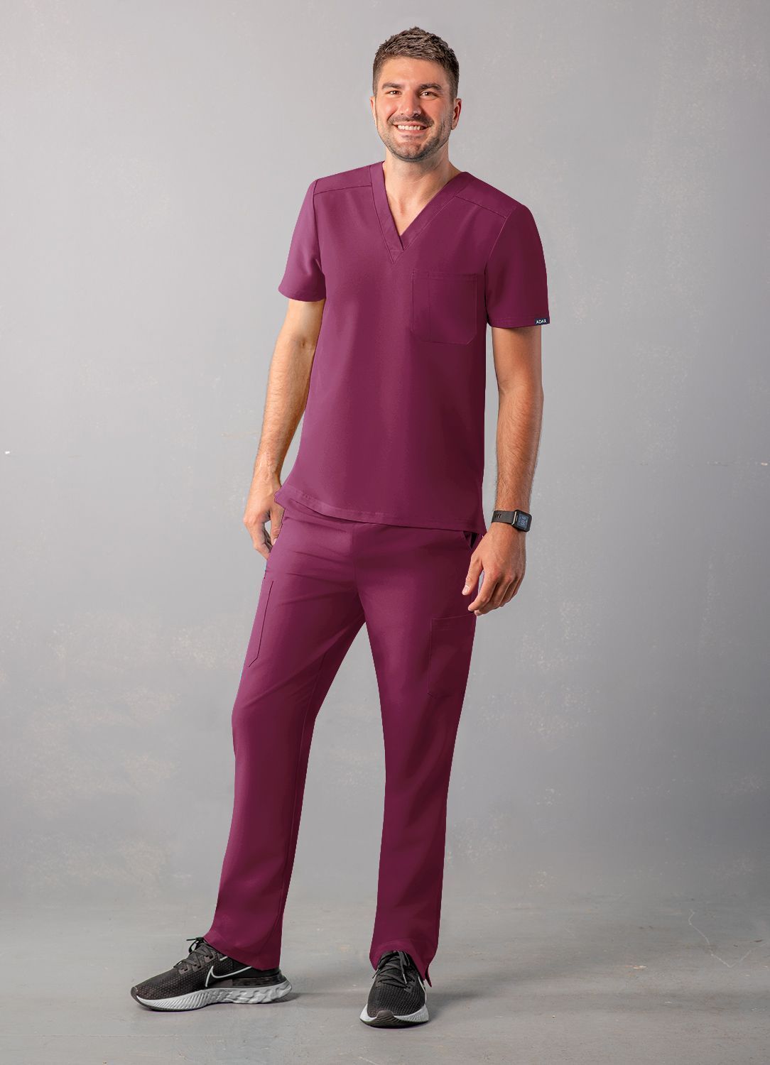 ADAR Addition Men's Classic V-Neck Scrub Top