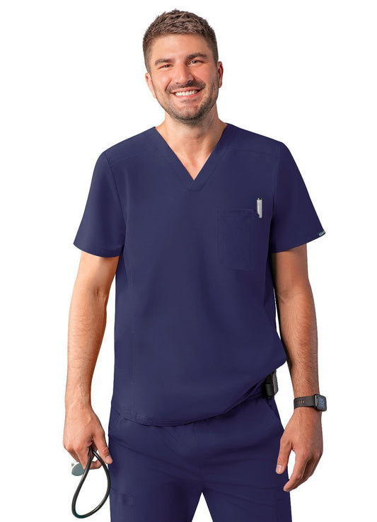 ADAR Addition Men's Modern Multi-pocket V-Neck Scrub Top