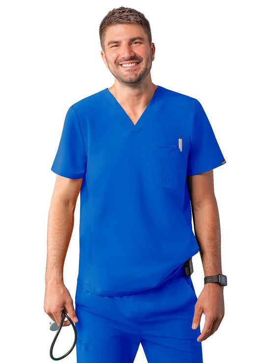 ADAR Addition Men's Modern Multi-pocket V-Neck Scrub Top