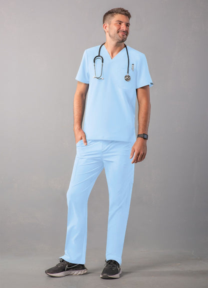 ADAR Addition Men's Modern Multi-pocket V-Neck Scrub Top