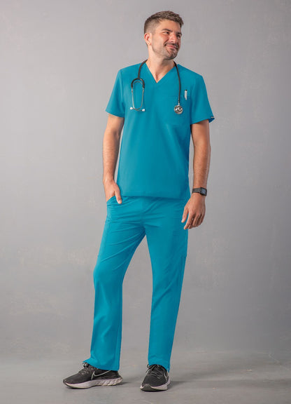 ADAR Addition Men's Modern Multi-pocket V-Neck Scrub Top