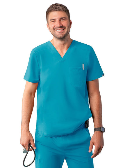 ADAR Addition Men's Modern Multi-pocket V-Neck Scrub Top