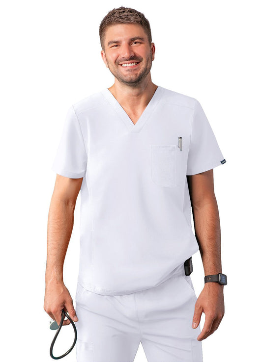 ADAR Addition Men's Modern Multi-pocket V-Neck Scrub Top