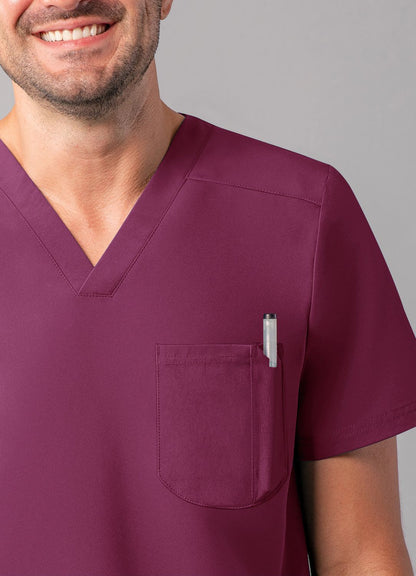 ADAR Addition Men's Modern Multi-pocket V-Neck Scrub Top