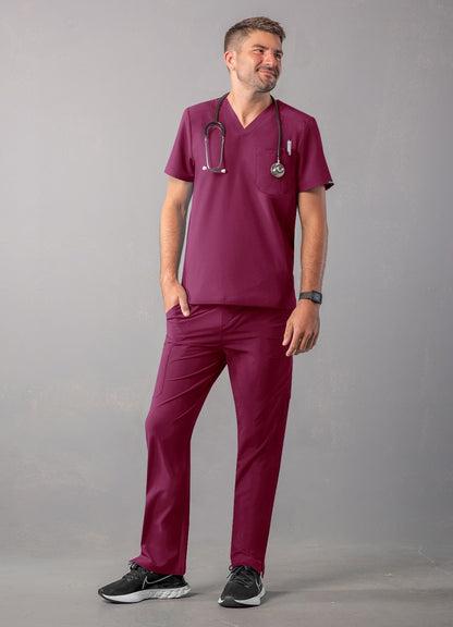 ADAR Addition Men's Modern Multi-pocket V-Neck Scrub Top