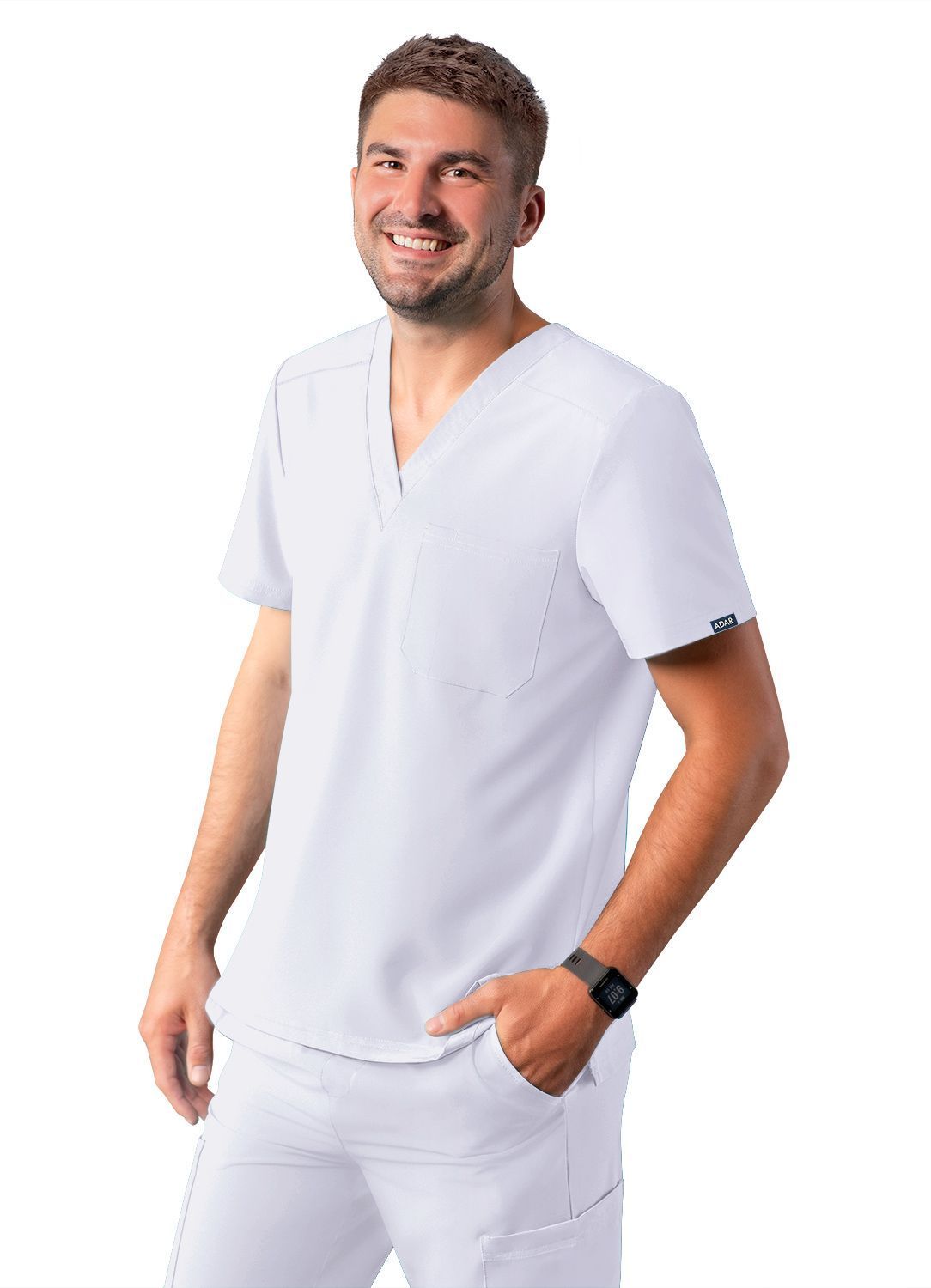 ADAR Addition Men's Classic V-Neck Scrub Top